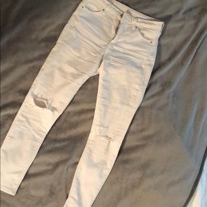 top shop jeans white with holes at knees